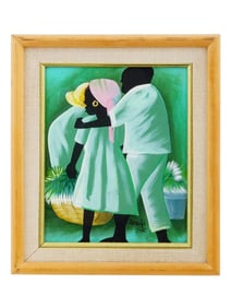 HAITIAN PAINTING BY ENEL DESIR RENCONTRE AU MARCHE