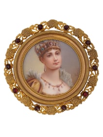ANTIQUE FRENCH MINIATURE FEMALE PORTRAIT PAINTING