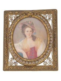 ANTIQUE FEMALE PORTRAIT MINIATURE PAINTING SIGNED