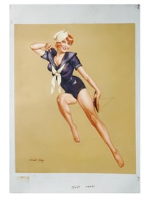 PIN UP PORTRAIT OIL PAINTING AFTER ALBERTO VARGAS