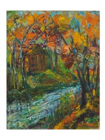 AMERICAN FOREST LANDSCAPE PAINTING SIGNED POSNER