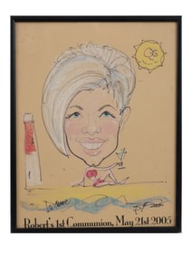 MIXED MEDIA CARICATURE PORTRAIT PAINTING SIGNED