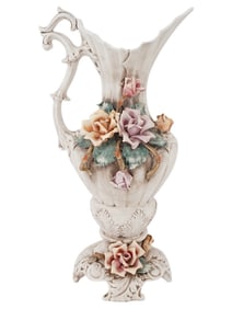 VINTAGE ITALIAN CAPODIMONTE CERAMIC PITCHER