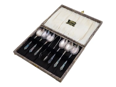 ENGLISH SHEFFIELD SILVER PLATED DESSERT SPOONS SET