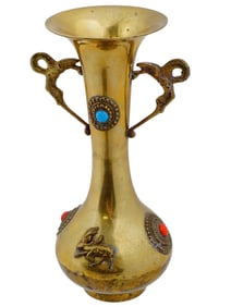 VINTAGE PAKISTANI EGYPTIAN REVIVAL BRASS VASE