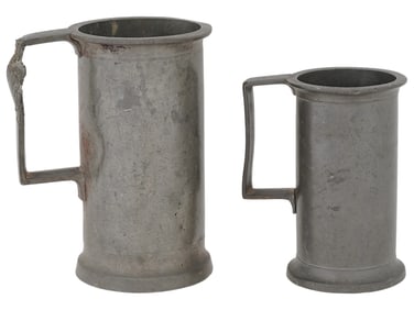 SET OF TWO SPANISH METAL PEWTER MEASURES MARKED