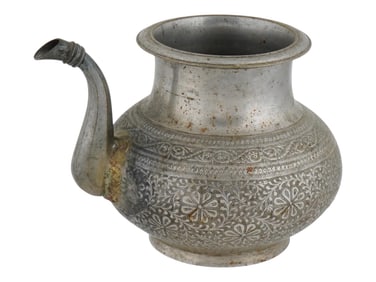VINTAGE INDIAN ENGRAVED METAL WATER POT