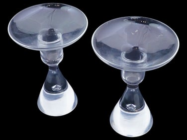PAIR OF IDENTICAL VINTAGE CLEAR GLASS CANDLESTICKS