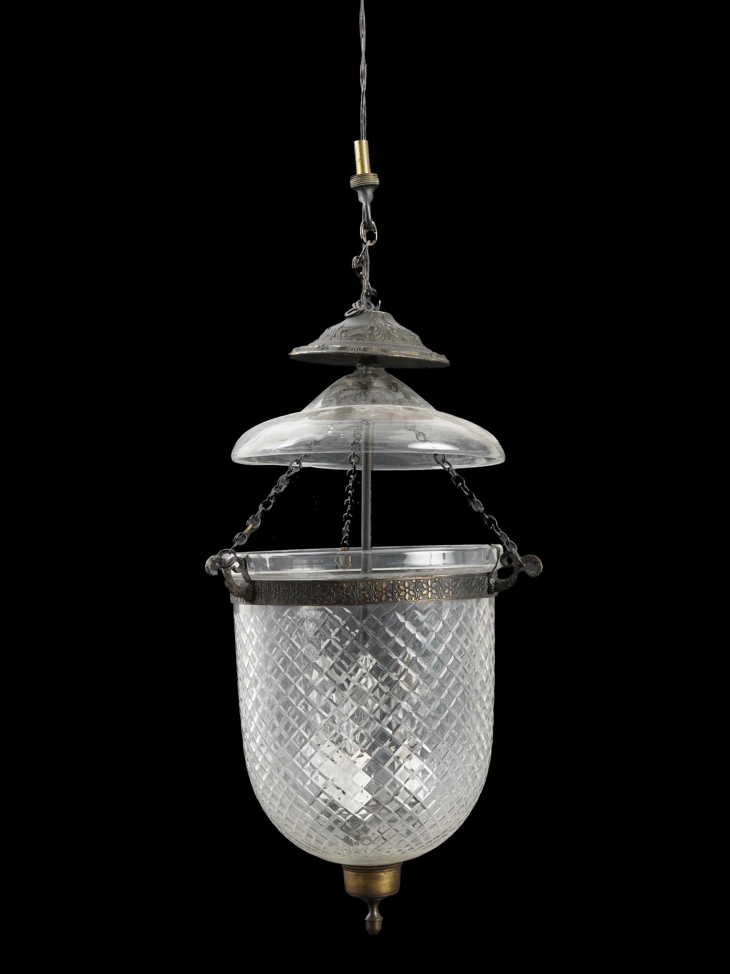ELECTRIFIED CEILING DIAMOND CUT GLASS LIGHT FIXTURE (1 of 7)