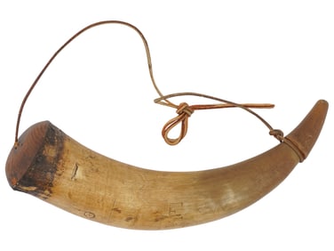 ANTIQUE AMERICAN GUN POWDER HORN FLASK