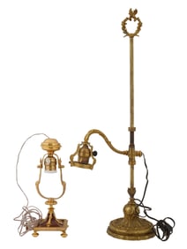 PAIR OF VINTAGE NEOCLASSICAL BRASS TABLE LAMPS