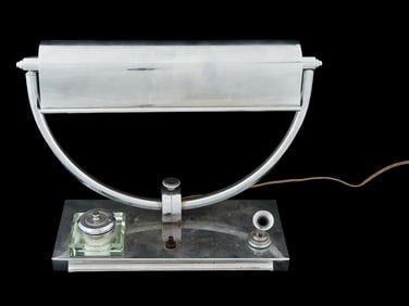 VINTAGE FRENCH ART DECO TABLE LAMP WITH INKWELL