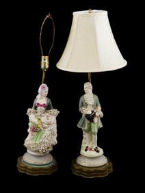 VICTORIAN CAPODIMONTE STYLE PORCELAIN TABLE LAMPS