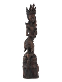 BALINESE HAND CARVED WOOD FIGURE OF DEWI RATIH