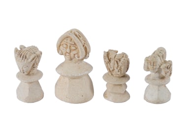 HAND CARVED NATURAL STONE MULTIFACED CHESS FIGURES