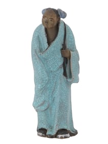 VINTAGE CHINESE CRAQUELURE CERAMIC LUTHIER FIGURINE