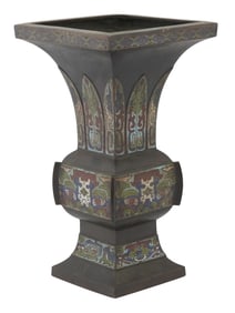 ANTIQUE CHINESE QING CLOISONNE ENAMEL COPPER VASE