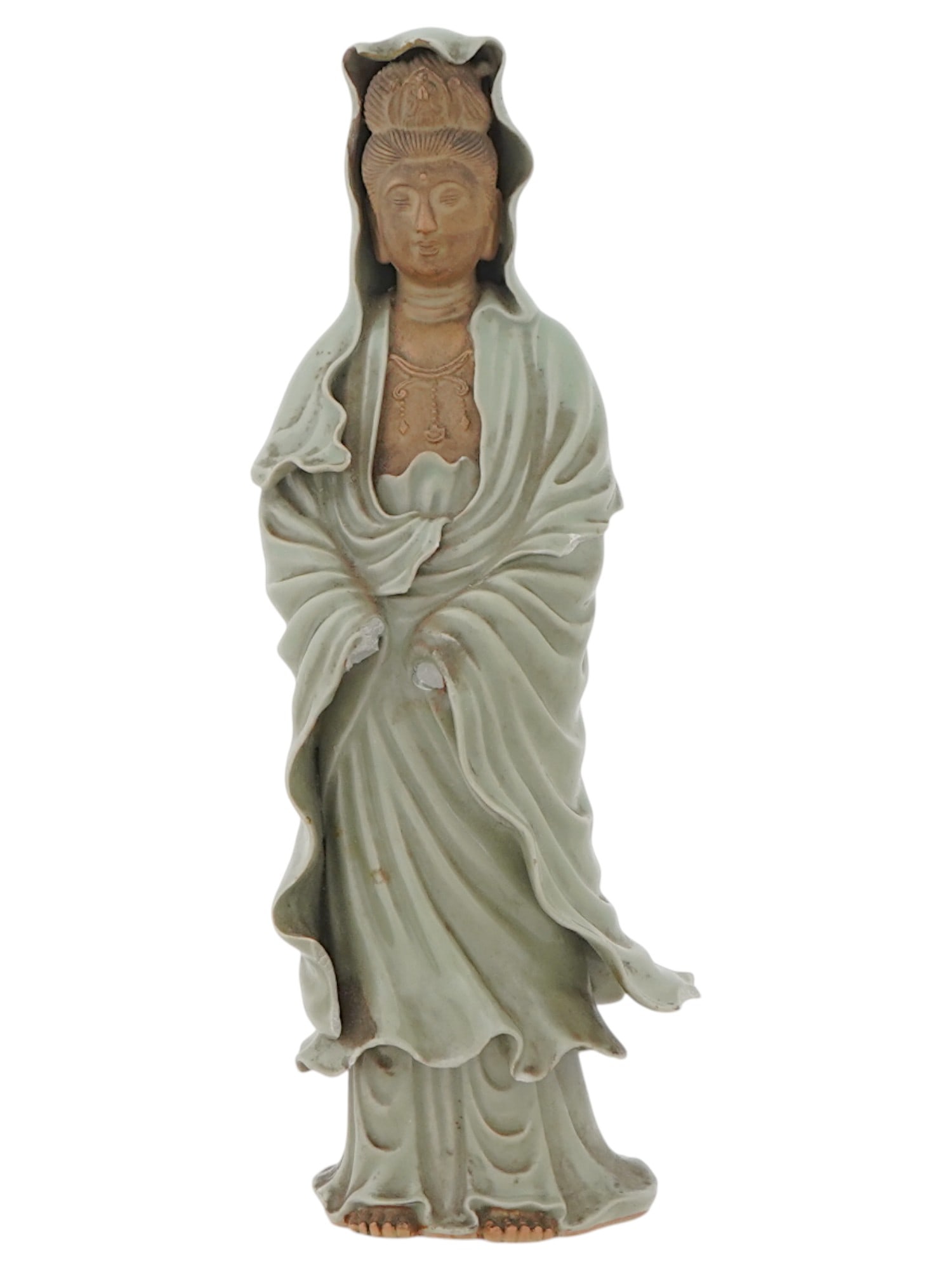 CHINESE GLAZE CERAMIC FIGURINE OF GUANYIN W ELEMENTS (1 of 9)