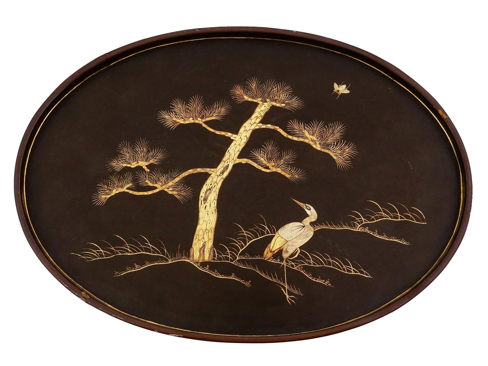 ANTIQUE JAPANESE LACQUER HAND PAINTED WOODEN TRAY (1 of 9)