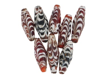 GROUP OF 8 ANCIENT ROMAN GLASS BEADS