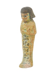 ANCIENT EGYPTIAN PAINTED CLAY USHABTI FIGURINE