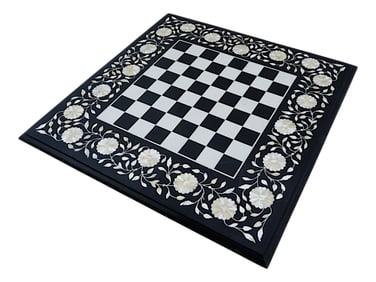 HAND MADE INLAID PEARLS AND MARBLE CHESS BOARD