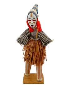 AFRICAN IVORY COAST FOLK ART DEANGLE DAN DANCER DOLL