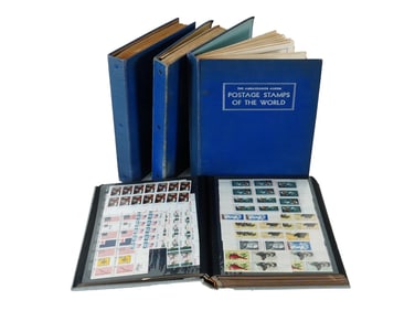 VINTAGE ALBUMS WITH POSTAGE STAMPS OF THE WORLD