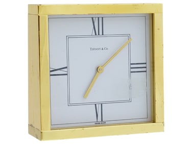 VINTAGE TIFFANY AND CO BRASS TABLE CLOCK