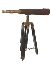 VINTAGE MARINE NAUTICAL TELESCOPE ON ADJUSTABLE TRIPOD
