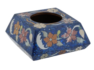 VINTAGE LAPIS LAZULI STONE AND METAL ASHTRAY