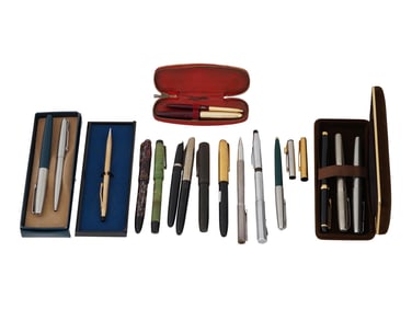 COLLECTION OF VINTAGE BALLPOINT AND FOUNTAIN PENS