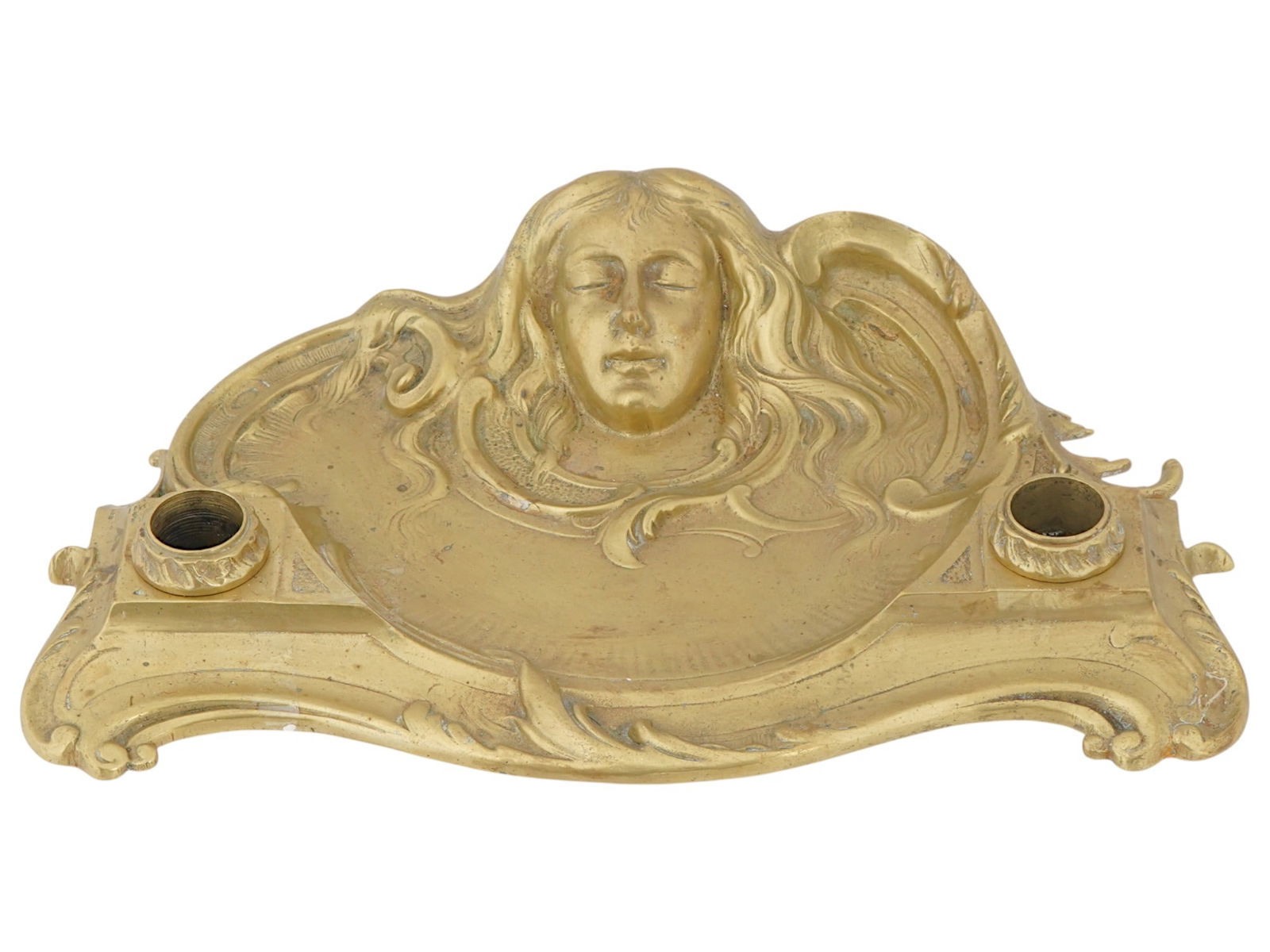 F. BARBEDIENNE ART NOUVEAU GILT BRONZE INK STAND (1 of 8)