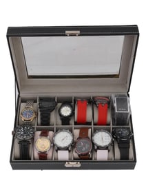 GROUP OF 12 VINTAGE MIXED MENS WRISTWATCHES W BOX