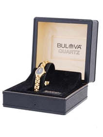 MID CENT BULOVA QUARTZ GOLD PLATED WRISTWATCH IOB
