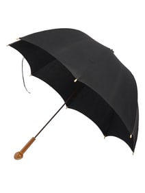 VINTAGE STRAIGHT UMBRELLA WITH CARVED WOOD HANDLE