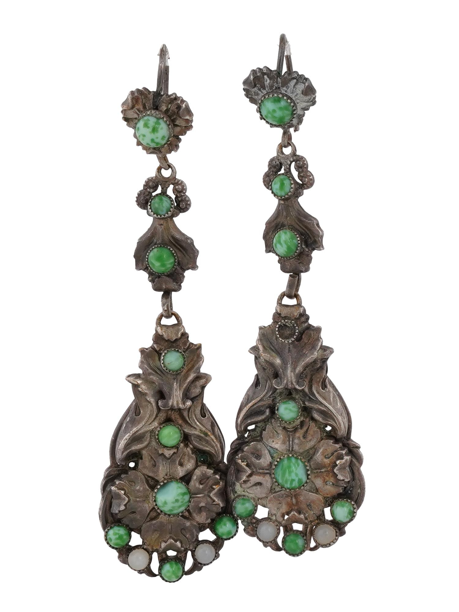 VINTAGE SILVER DANGLE EARRINGS WITH GEMSTONE BEADS (1 of 7)