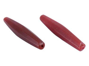 LOT OF TWO AFRICAN ELONGATED FACETED GLASS BEADS