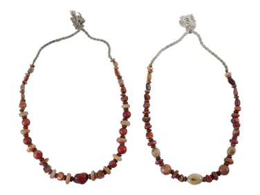 LOT OF TWO NATURAL AGATE BEADED NECKLACES