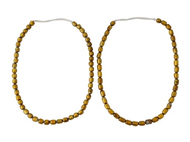 TWO GOLD COLORED GLASS BEADED NECKLACES