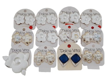 VINTAGE FRENCH DOLCE VITA CLIP ON EARRINGS AND BROOCH