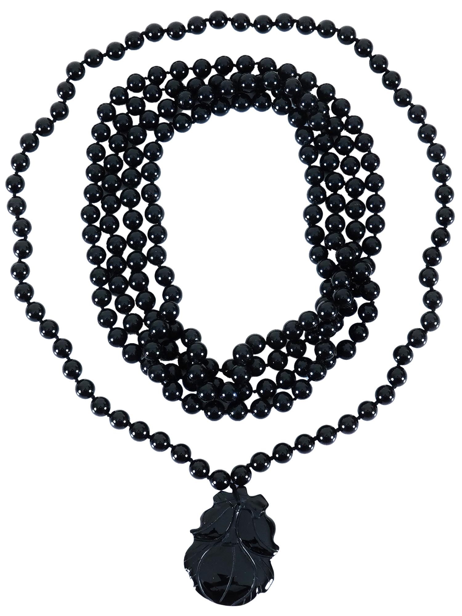 LOT OF TWO VINTAGE CHINESE BLACK AGATE NECKLACES (1 of 3)