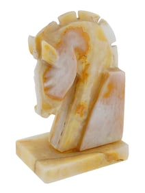 ART DECO MANNER CARVED STONE HORSE FIGURAL BOOKEND