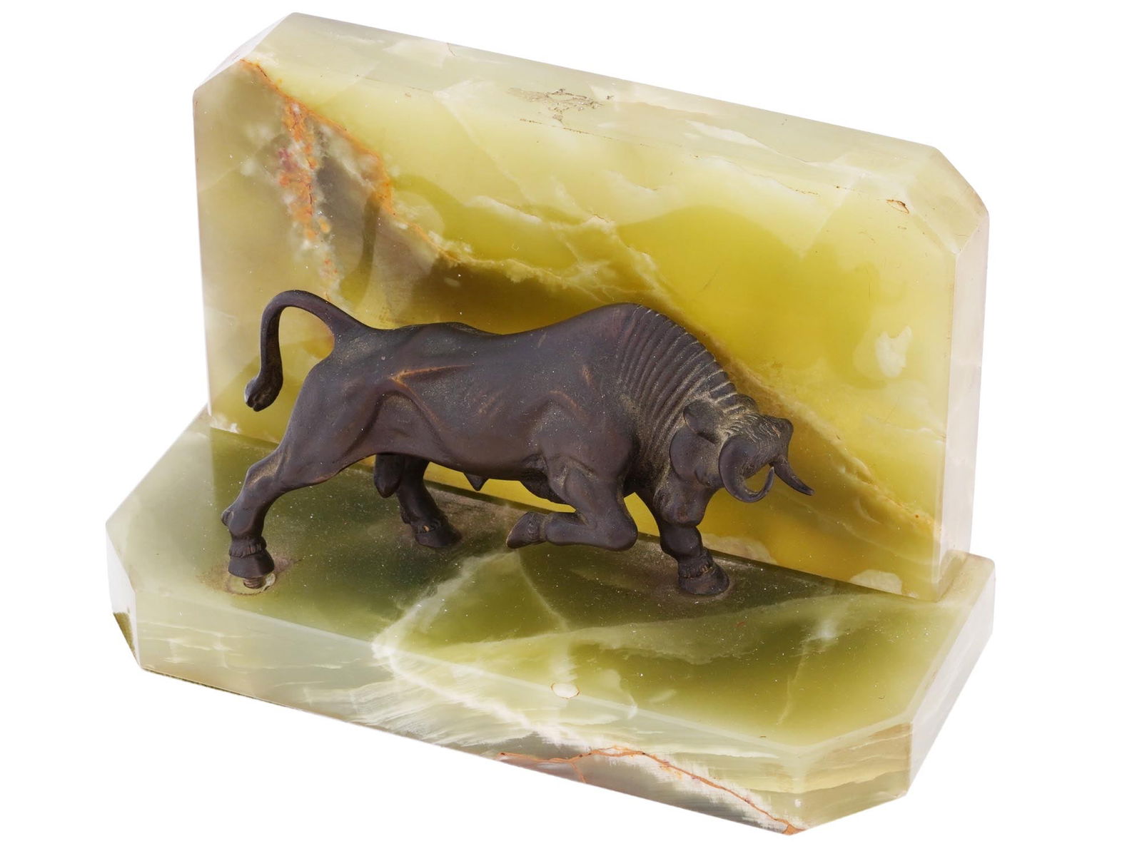 VINTAGE BRONZE BULL FIGURE BOOKEND (1 of 7)