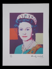 ANDY WARHOL LINOCUT PRINT OF QUEEN ELIZABETH II SIGNED