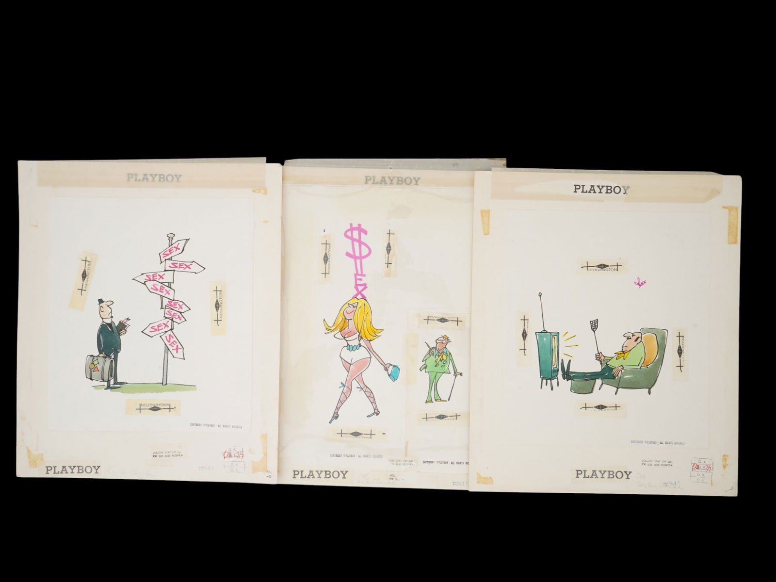 ORIGINAL PLAYBOY MAGAZINE CARTOONS BY CLAUDE SMITH (1 of 7)