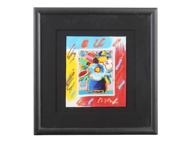 PETER MAX FLORAL STILL LIFE ACRYLIC PAINTING