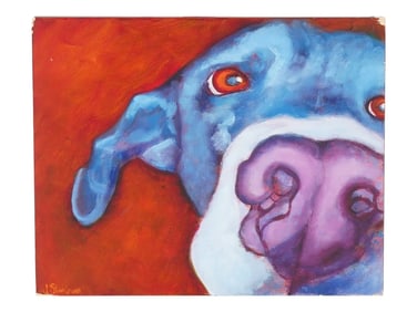 JODY STAHLMAN CONTEMPORARY OIL PAINTING OF A DOG