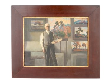 BIRGER SANDZEN STUDIO PORTRAIT OIL PAINTING FRAMED