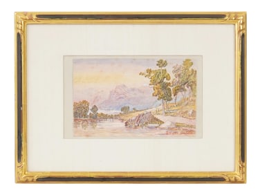LANDSCAPE MIXED MEDIA PAINTING SIGNED BIRGER SANDZEN